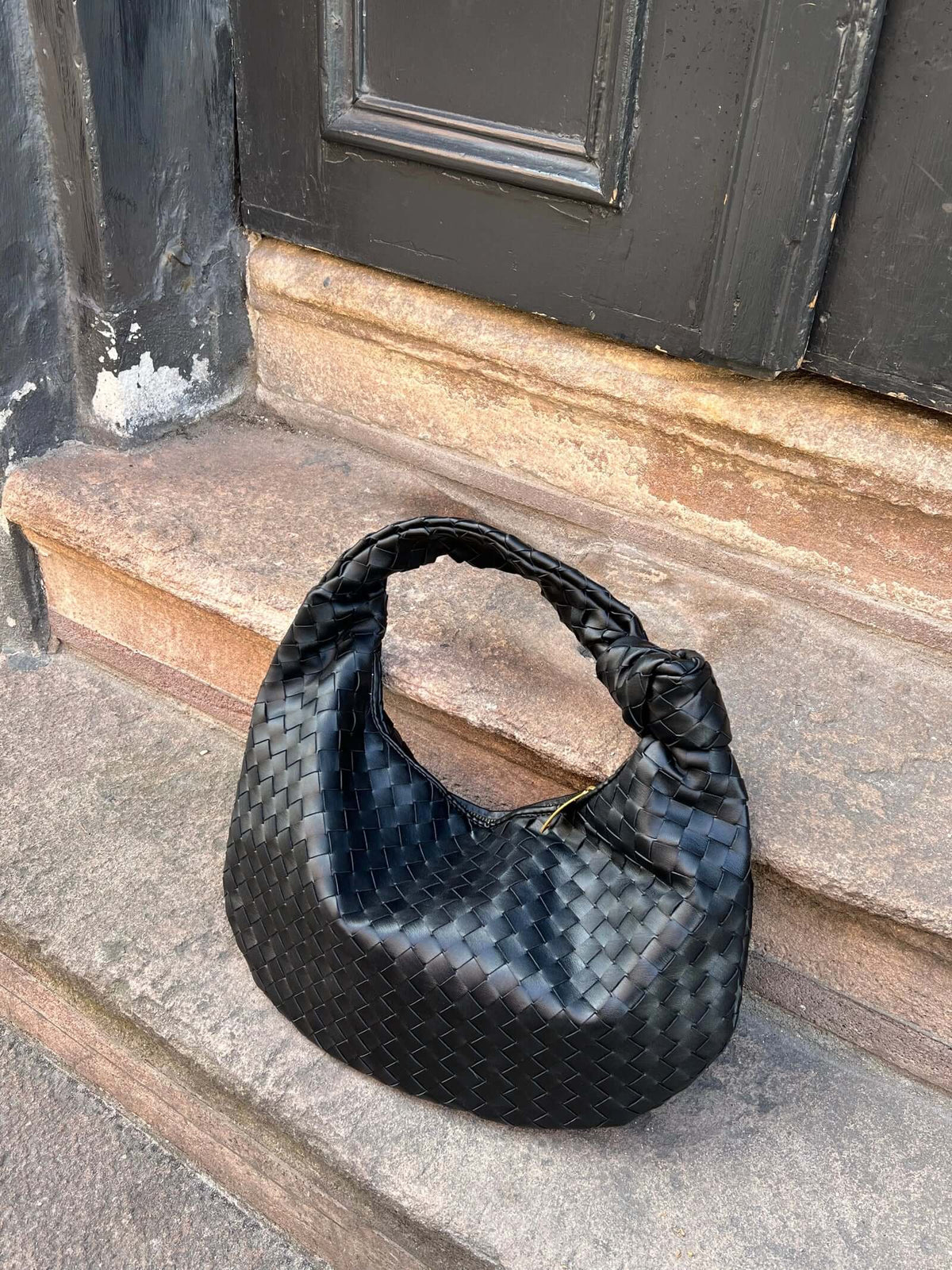 Medium Woven Faux Suede Bag