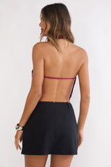 Marquess Halter Sequin Top Cherry