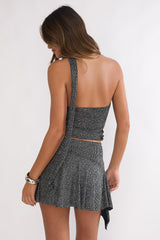 Vespera Mini Skirt Silver Black
