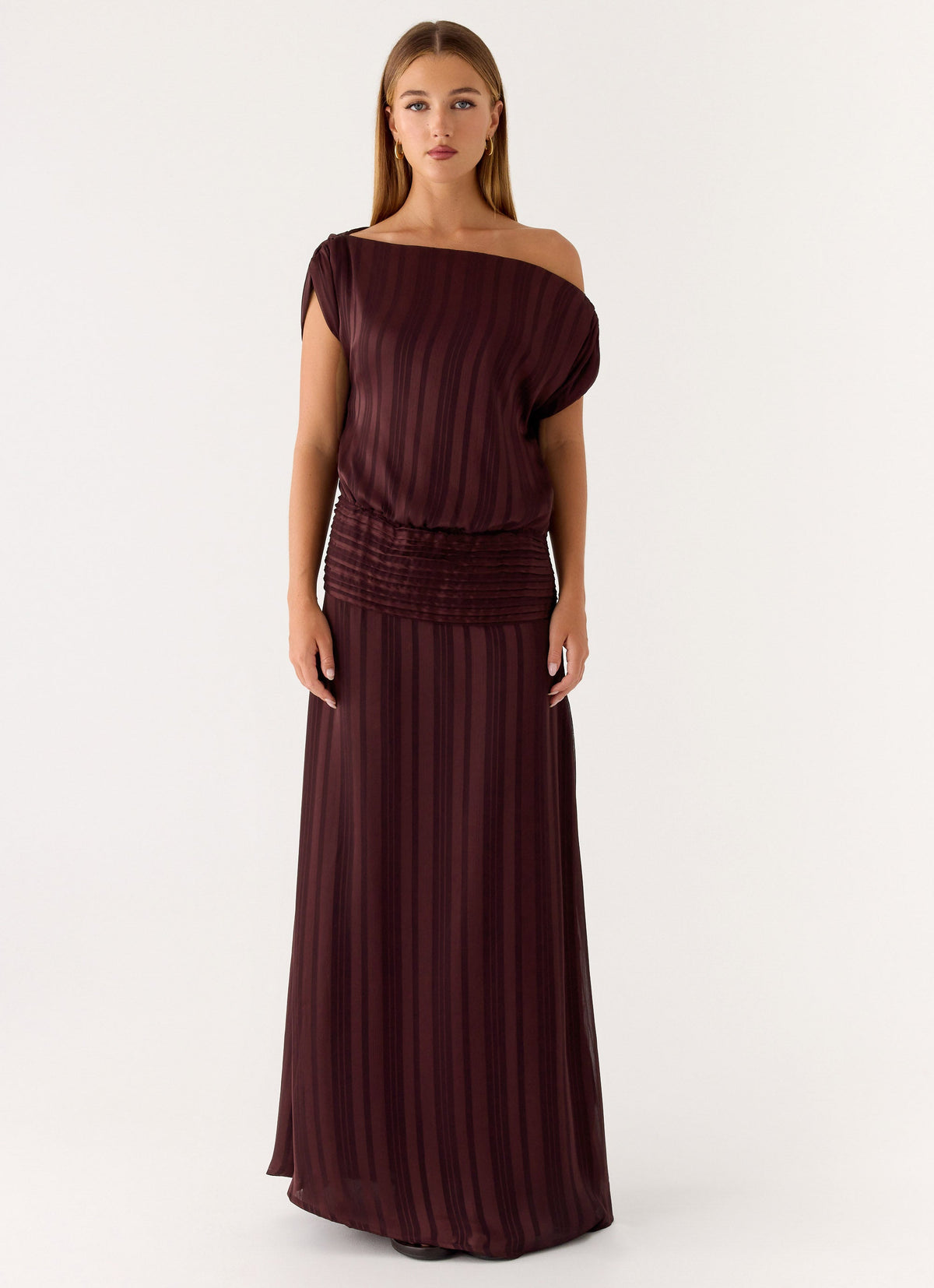 Rexi One Shoulder Maxi Dress Burgundy