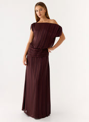 Rexi One Shoulder Maxi Dress Burgundy