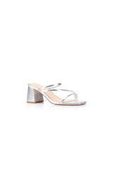 Stanford Block Heel Mules Silver