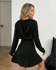 Ribbed Hooded Mini Set Black