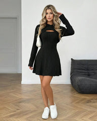 Ribbed Hooded Mini Set Black