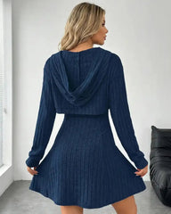 Ribbed Hooded Mini Set Navy