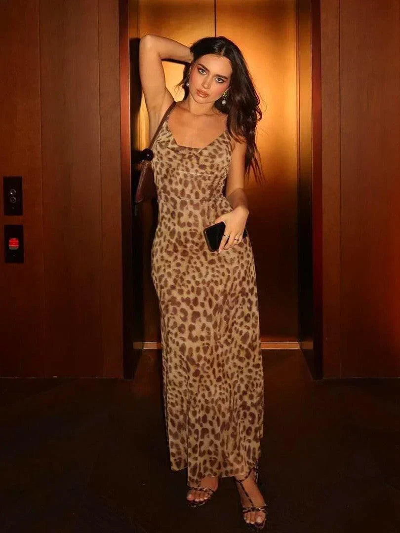 Animal Cowl Maxi Dress