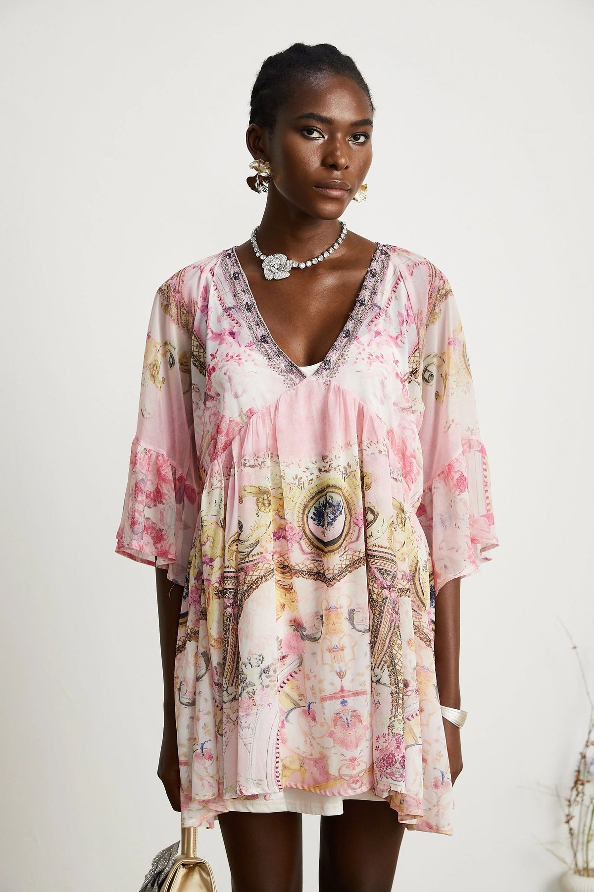 Camille pattern-print flared mini dress