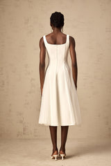 Danielle white tulle godet midi dress