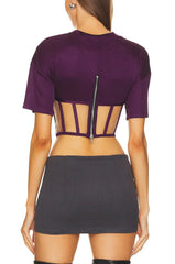 Celeste Corset Patchwork Top - Purple