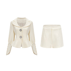 Iselin crystal-embellished jacket & shorts matching set