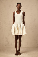 Éléonore white jacquard knit mini dress