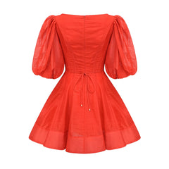 Allie puff-sleeved belted mini dress