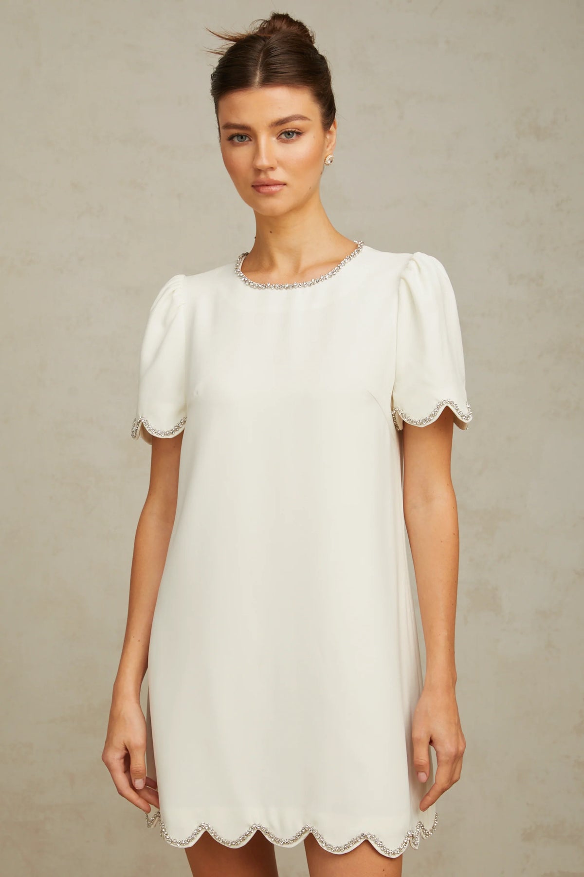 Bérénice white crystal-embellished mini dress