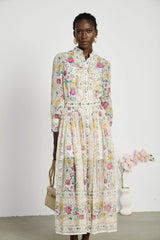 Désirée pleated floral-print midi dress