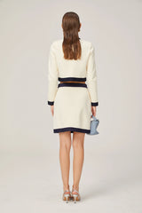 Émeline bow-detail knitted cardigan & skirt matching set