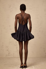 Geneviève dark-blue flounce denim mini dress