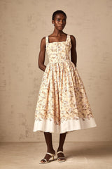 Alizée yellow floral-print buttoned midi dress