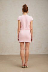 Christina pink knit top & skirt matching set