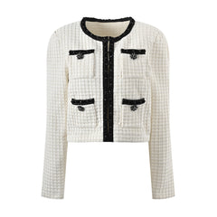 Audrey white waffle-knit jacket & skirt matching set