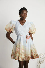 Céleste faux-flower V-neck mini dress