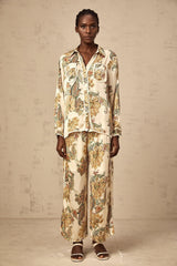 Agnès neutrals floral-print shirt & trousers matching set