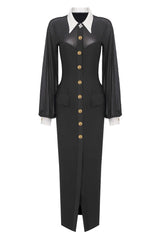 Krista Mesh Buttoned Maxi Shirt Dress