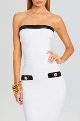 Anklyn Ribbed Strapless Midi Bandage Dress