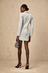 Constance blue rhinestone denim mini blazer dress
