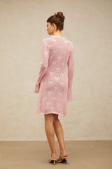Marjolaine pink embellished crochet-knit mini dress