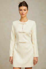 Angélique white sequined tweed mini dress