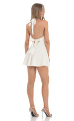Halter Open Back Dress in White
