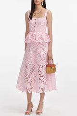 Lacinda Lace Peplum Midi Dress