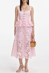 Lacinda Lace Peplum Midi Dress