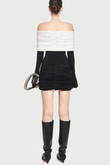 Lekeisha Off Shoulder Draped Mini Dress - Black