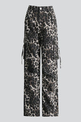 Alaysia Leopard Printed Cargo Jeans