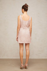 Aoife pink embellished tweed mini dress
