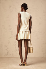 Hélène beige sequined knit vest top & skirt matching set