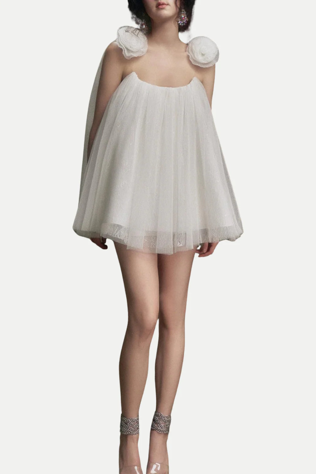 Eorland Floral Chiffon Ruched Mini Dress