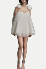 Eorland Floral Chiffon Ruched Mini Dress