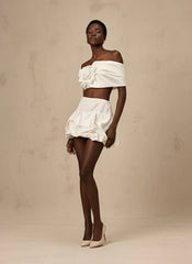 3D Floral Sculpted Strapless Two-Piece Set