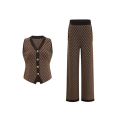 Cyrielle monogram-jacquard top & trousers matching set