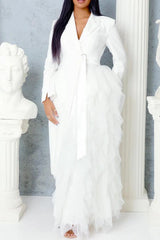 Dataya Mesh Patchwork Coat - White