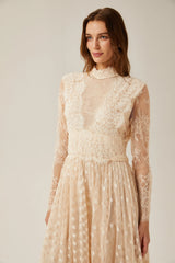 Éliane polka-dot lace-embroidered midi dress