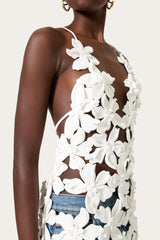 Juliete Floral Cutout Backless Top - White