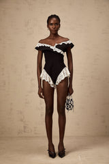 Karine black lace-trim bodysuit