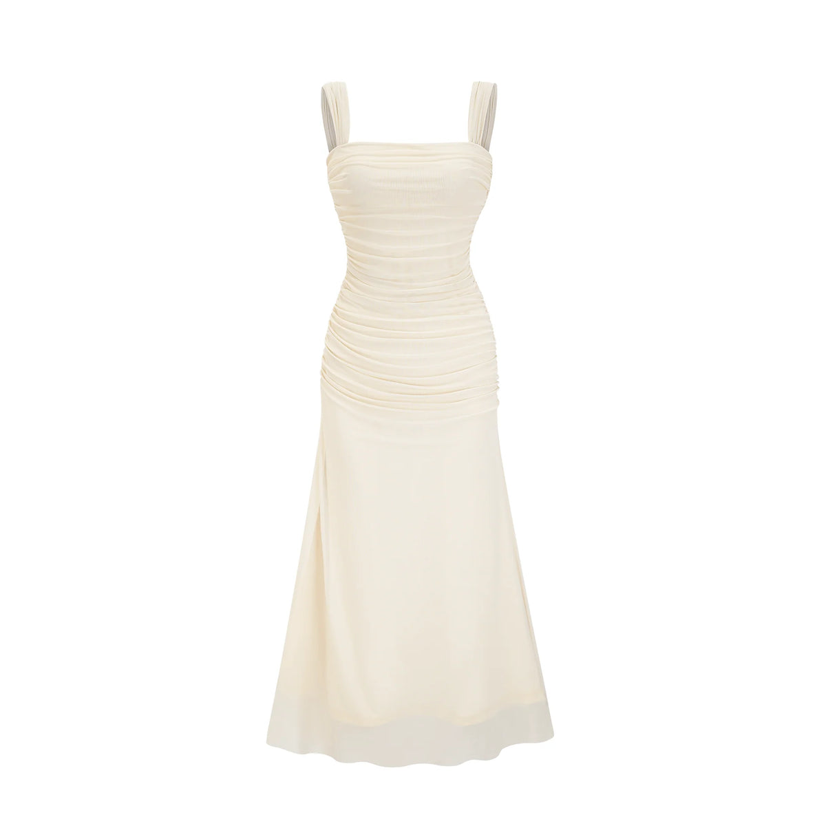 Giulia white mesh pleated midi dress