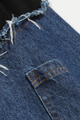 Aracela Asymmetric Patchwork Denim Top