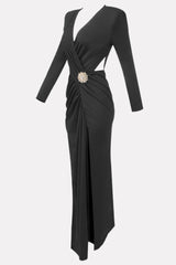 Kallie Crisscross Split Maxi Dress - Black