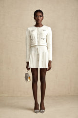 Fabienne white embellished jacket & skirt matching set