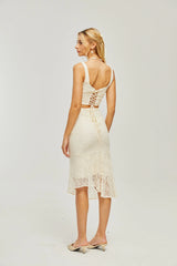 Élodie lace-overlay top & skirt matching set
